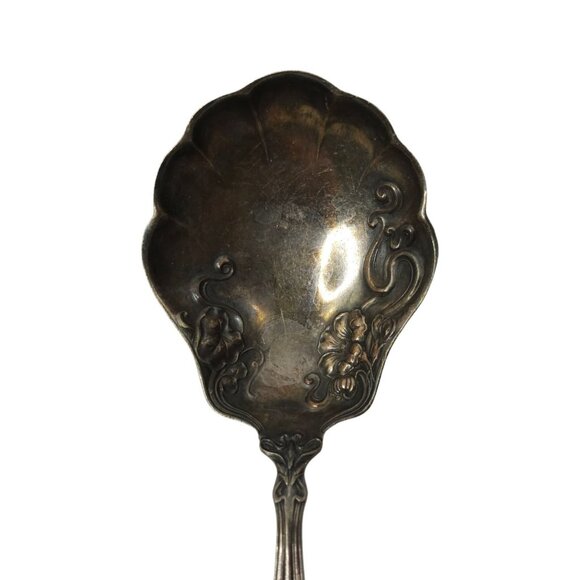 Wm Rogers 12 Art Nouveau Shell Berry Spoon Silver Plate Circa 1904 Antique - Picture 5 of 10